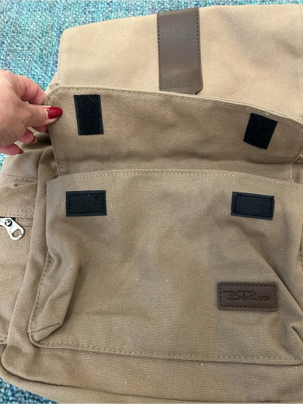 Bella Russo Drawstring Khaki Canvas Backpack 18